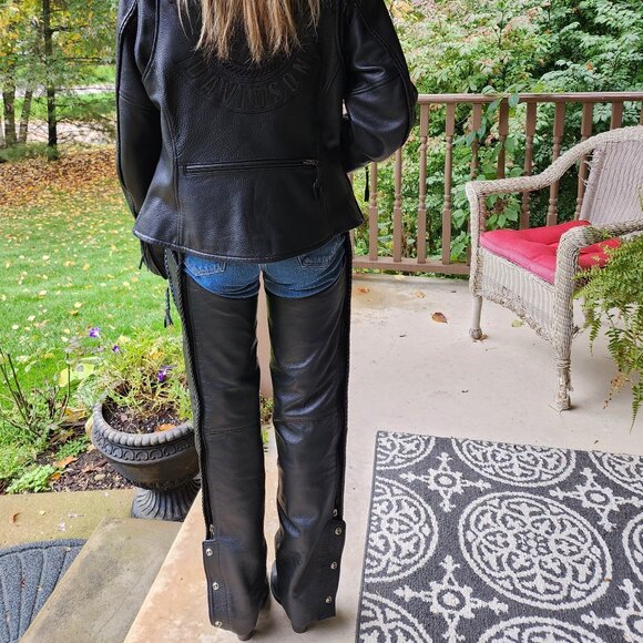 Harley Davidson Women's SX_M Black Leather Willie G Chaps - Picture 11 of 11